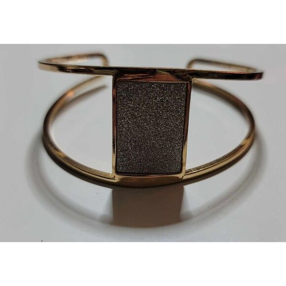 Gold Tone Rhinestone‎ Cuff Bracelet Dress Bling Rectangle Statement - Picture 6 of 10